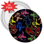 Bears Colors Dead Head Deadhead Grateful Dead 3  Buttons (10 pack) 