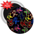 Bears Colors Dead Head Deadhead Grateful Dead 3  Magnets (10 pack) 