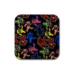 Bears Colors Dead Head Deadhead Grateful Dead Rubber Square Coaster (4 pack)