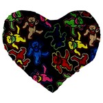 Bears Colors Dead Head Deadhead Grateful Dead Large 19  Premium Heart Shape Cushions