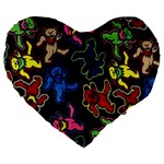 Bears Colors Dead Head Deadhead Grateful Dead Large 19  Premium Flano Heart Shape Cushions