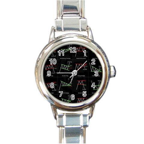 Chart Pattern Round Italian Charm Watch from ArtsNow.com Front