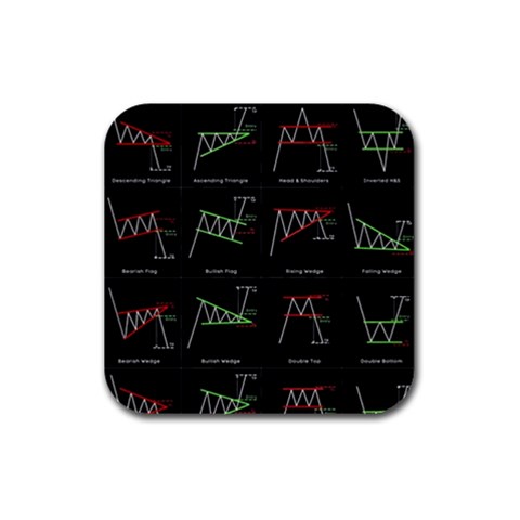 Chart Pattern Rubber Square Coaster (4 pack) from ArtsNow.com Front