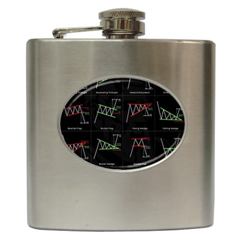 Chart Pattern Hip Flask (6 oz) from ArtsNow.com Front