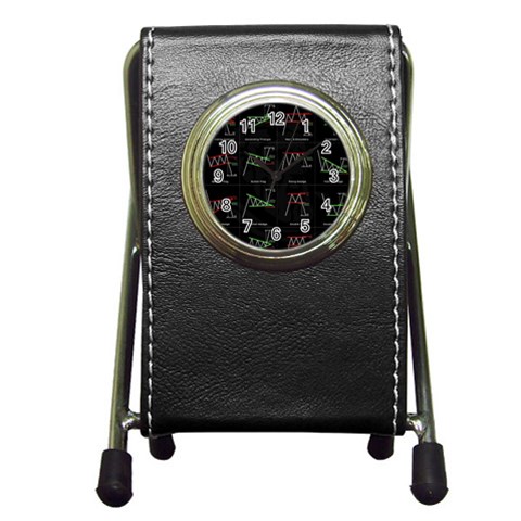Chart Pattern Pen Holder Desk Clock from ArtsNow.com Front