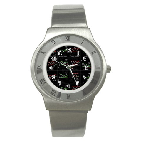 Chart Pattern Stainless Steel Watch from ArtsNow.com Front