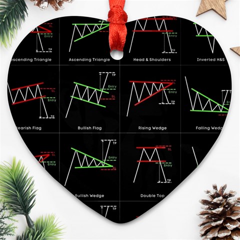Chart Pattern Heart Ornament (Two Sides) from ArtsNow.com Front