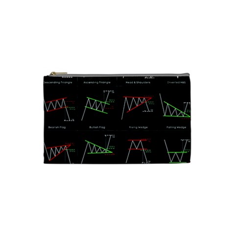 Chart Pattern Cosmetic Bag (Small) from ArtsNow.com Front