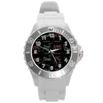 Chart Pattern Round Plastic Sport Watch (L)