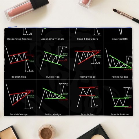 Chart Pattern Cosmetic Bag (XXL) from ArtsNow.com Front