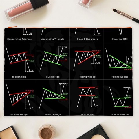 Chart Pattern Cosmetic Bag (XXL) from ArtsNow.com Front