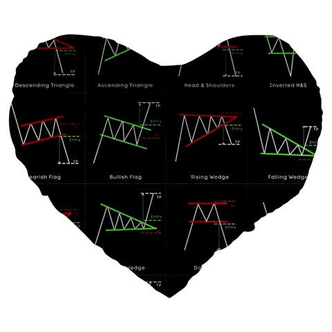 Chart Pattern Large 19  Premium Heart Shape Cushions from ArtsNow.com Front