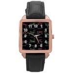 Chart Pattern Rose Gold Leather Watch 