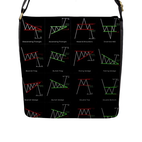 Chart Pattern Flap Closure Messenger Bag (L) from ArtsNow.com Front