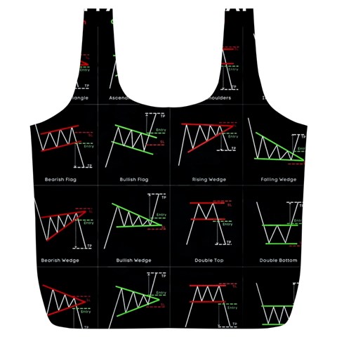 Chart Pattern Full Print Recycle Bag (XL) from ArtsNow.com Front
