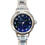 Screen Glitch Broken  Crack  Fracture  Glass Pattern Round Italian Charm Watch