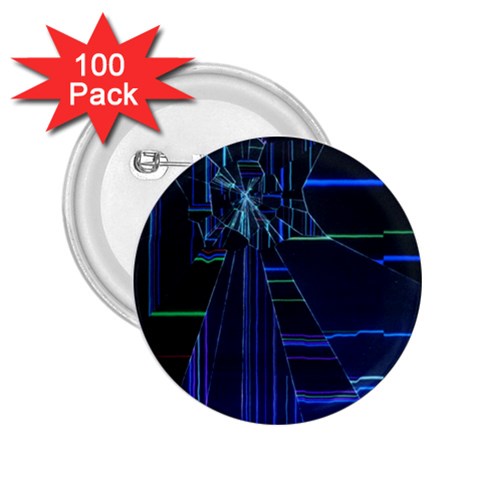 Screen Glitch Broken  Crack  Fracture  Glass Pattern 2.25  Buttons (100 pack)  from ArtsNow.com Front