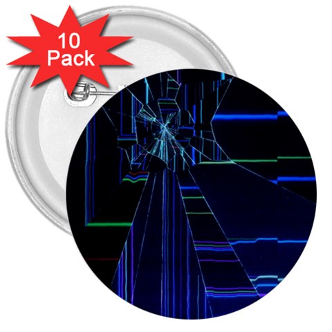 Screen Glitch Broken  Crack  Fracture  Glass Pattern 3  Buttons (10 pack)  from ArtsNow.com Front