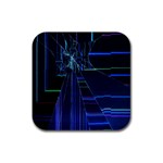 Screen Glitch Broken  Crack  Fracture  Glass Pattern Rubber Coaster (Square)