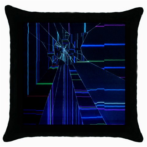 Screen Glitch Broken  Crack  Fracture  Glass Pattern Throw Pillow Case (Black) from ArtsNow.com Front