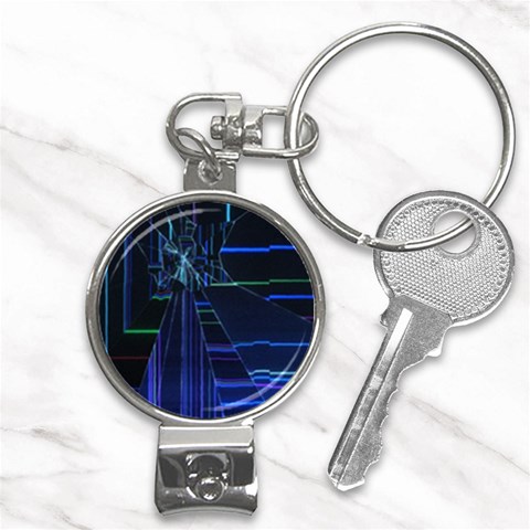 Screen Glitch Broken  Crack  Fracture  Glass Pattern Nail Clippers Key Chain from ArtsNow.com Front