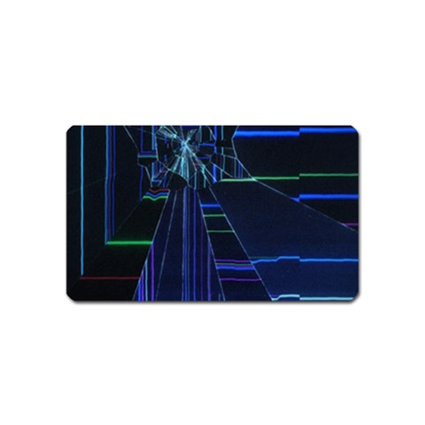 Screen Glitch Broken  Crack  Fracture  Glass Pattern Magnet (Name Card) from ArtsNow.com Front