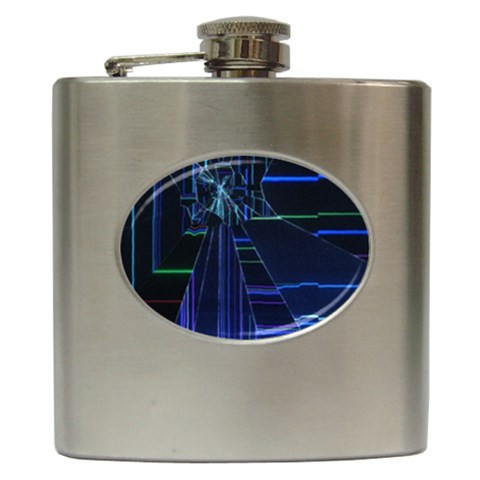 Screen Glitch Broken  Crack  Fracture  Glass Pattern Hip Flask (6 oz) from ArtsNow.com Front