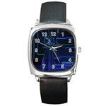 Screen Glitch Broken  Crack  Fracture  Glass Pattern Square Metal Watch