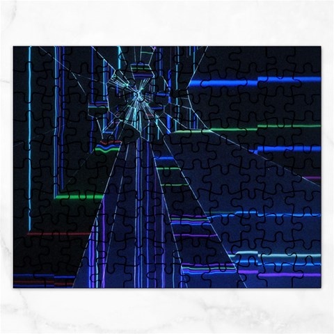 Screen Glitch Broken  Crack  Fracture  Glass Pattern Rectangular Jigsaw Puzzl from ArtsNow.com Front