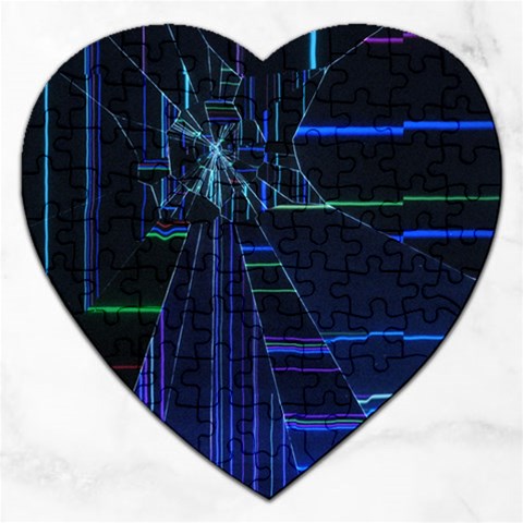 Screen Glitch Broken  Crack  Fracture  Glass Pattern Jigsaw Puzzle (Heart) from ArtsNow.com Front