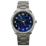 Screen Glitch Broken  Crack  Fracture  Glass Pattern Sport Metal Watch