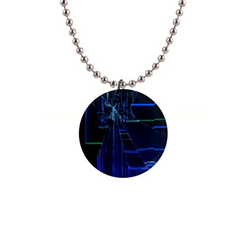 Screen Glitch Broken  Crack  Fracture  Glass Pattern 1  Button Necklace from ArtsNow.com Front