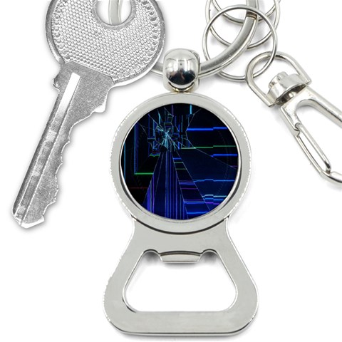 Screen Glitch Broken  Crack  Fracture  Glass Pattern Bottle Opener Key Chain from ArtsNow.com Front