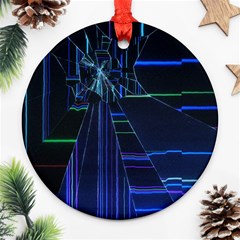 Screen Glitch Broken  Crack  Fracture  Glass Pattern Round Ornament (Two Sides) from ArtsNow.com Back