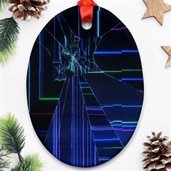 Screen Glitch Broken  Crack  Fracture  Glass Pattern Oval Ornament (Two Sides) from ArtsNow.com Front