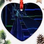 Screen Glitch Broken  Crack  Fracture  Glass Pattern Heart Ornament (Two Sides)