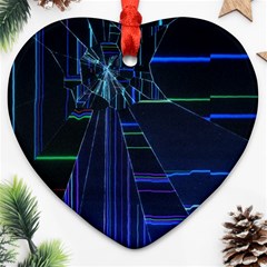 Screen Glitch Broken  Crack  Fracture  Glass Pattern Heart Ornament (Two Sides) from ArtsNow.com Back