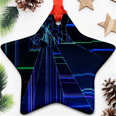Screen Glitch Broken  Crack  Fracture  Glass Pattern Star Ornament (Two Sides) from ArtsNow.com Front