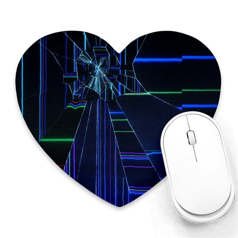 Screen Glitch Broken  Crack  Fracture  Glass Pattern Heart Mousepad from ArtsNow.com Front