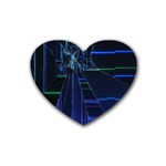 Screen Glitch Broken  Crack  Fracture  Glass Pattern Rubber Coaster (Heart)