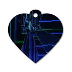 Screen Glitch Broken  Crack  Fracture  Glass Pattern Dog Tag Heart (One Side)