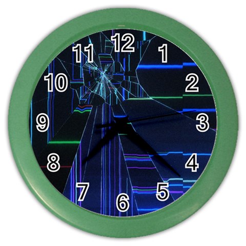 Screen Glitch Broken  Crack  Fracture  Glass Pattern Color Wall Clock from ArtsNow.com Front