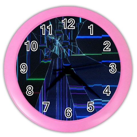 Screen Glitch Broken  Crack  Fracture  Glass Pattern Color Wall Clock from ArtsNow.com Front