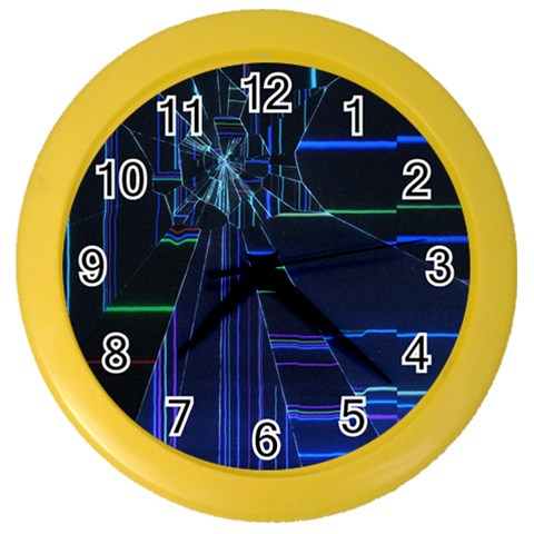 Screen Glitch Broken  Crack  Fracture  Glass Pattern Color Wall Clock from ArtsNow.com Front