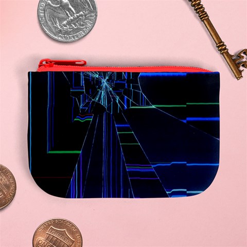 Screen Glitch Broken  Crack  Fracture  Glass Pattern Mini Coin Purse from ArtsNow.com Front