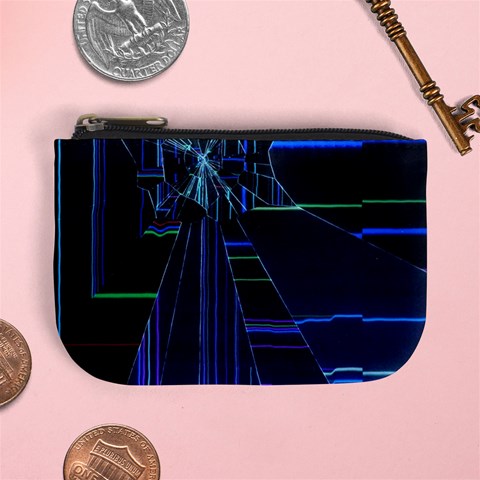 Screen Glitch Broken  Crack  Fracture  Glass Pattern Mini Coin Purse from ArtsNow.com Front