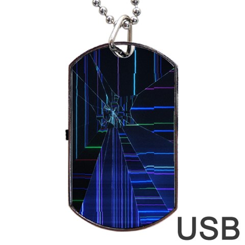 Screen Glitch Broken  Crack  Fracture  Glass Pattern Dog Tag USB Flash (One Side) from ArtsNow.com Front