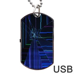Screen Glitch Broken  Crack  Fracture  Glass Pattern Dog Tag USB Flash (Two Sides) from ArtsNow.com Back