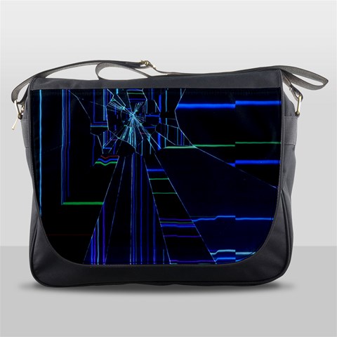 Screen Glitch Broken  Crack  Fracture  Glass Pattern Messenger Bag from ArtsNow.com Front