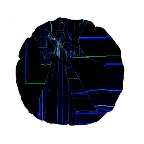 Screen Glitch Broken  Crack  Fracture  Glass Pattern Standard 15  Premium Round Cushions from ArtsNow.com Front